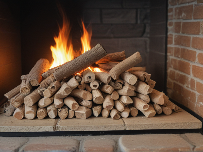 wood pellet in fireplace